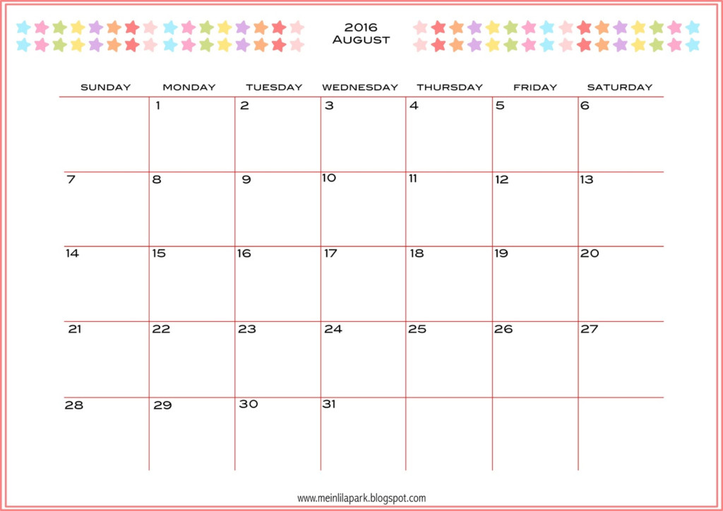Free Printable 2016 Monthly Planner Calendar Part 2