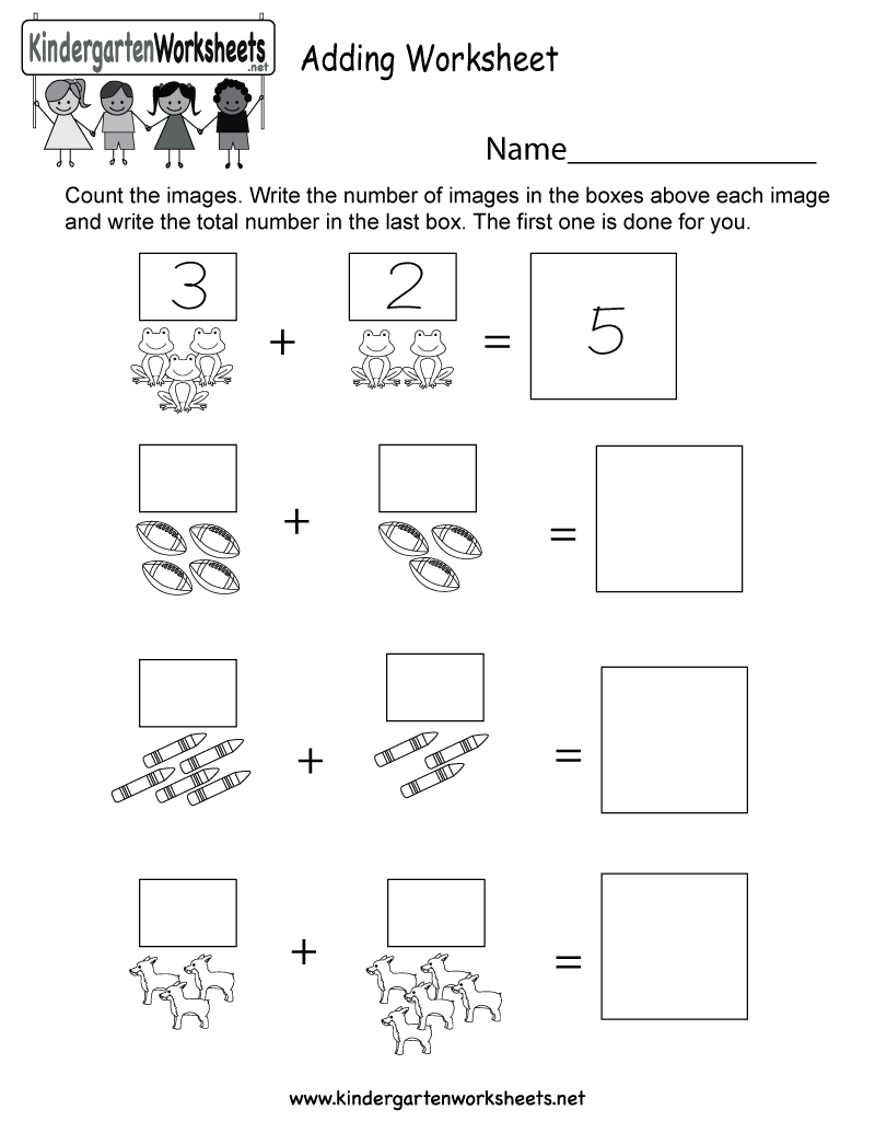 Free Printable Adding Worksheet For Kindergarten