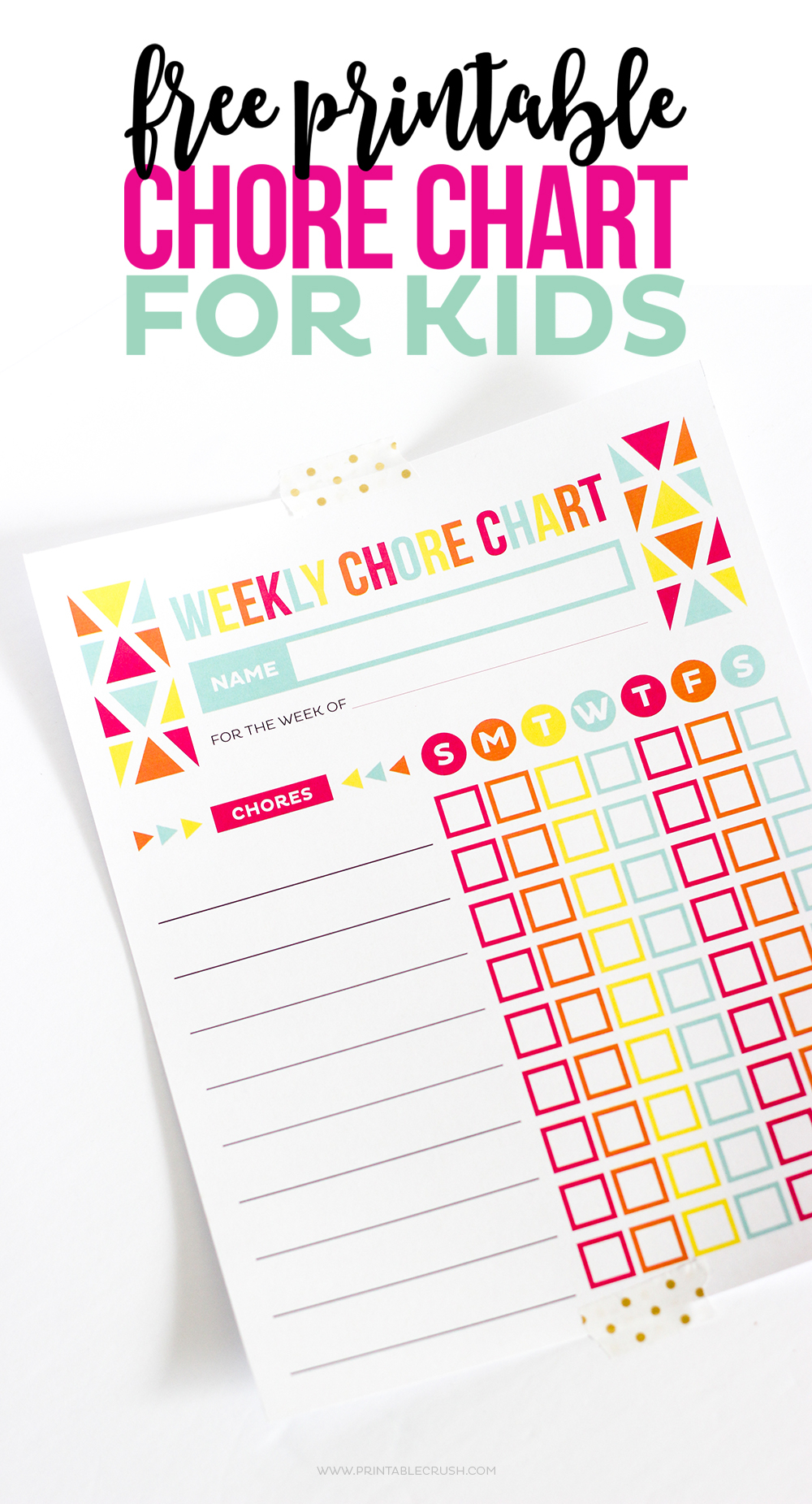 FREE Printable Chore Chart For Kids Printable Crush
