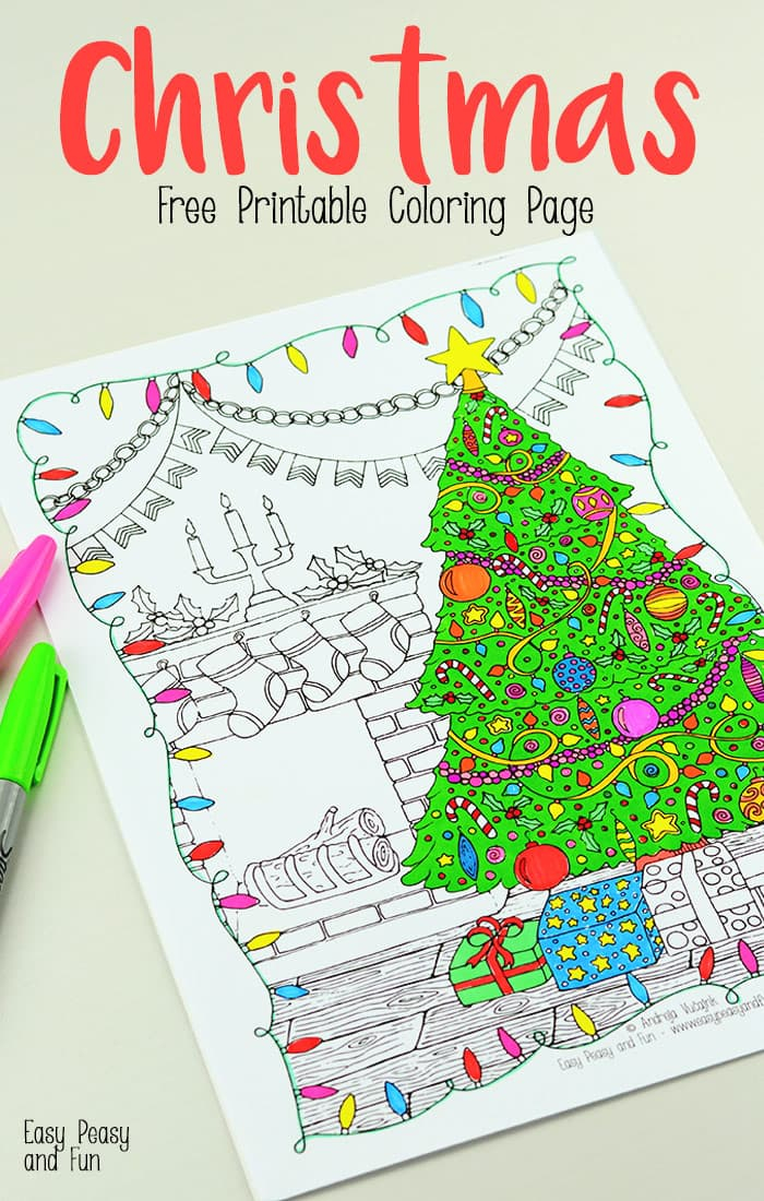 Free Printable Christmas Coloring Page Easy Peasy And Fun