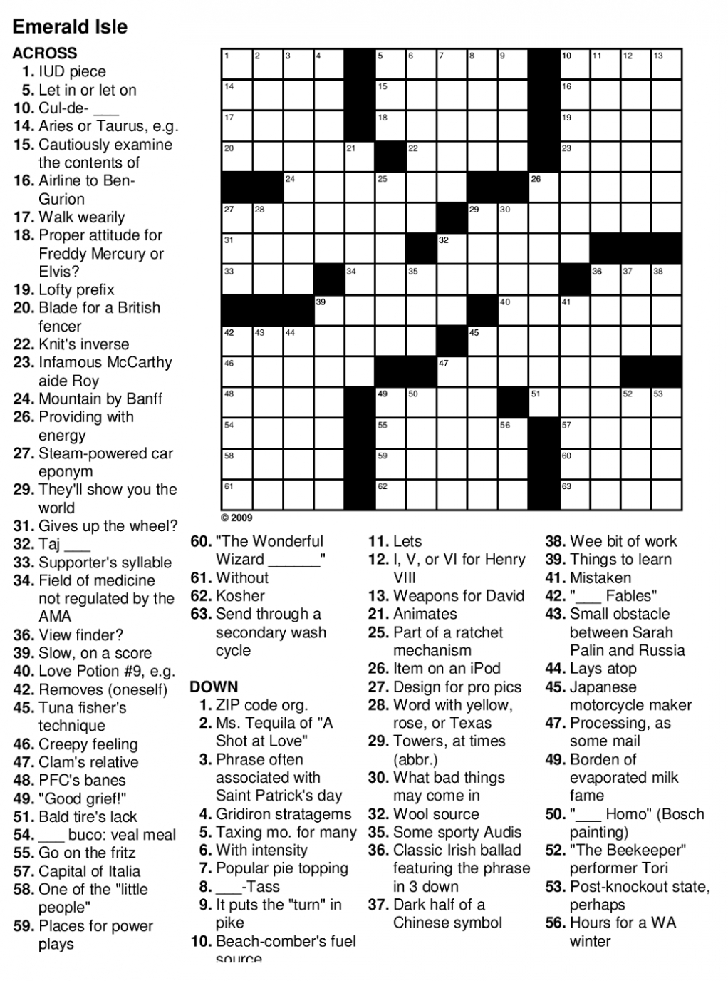 Free Printable Crossword Puzzle Maker With Answer Key 