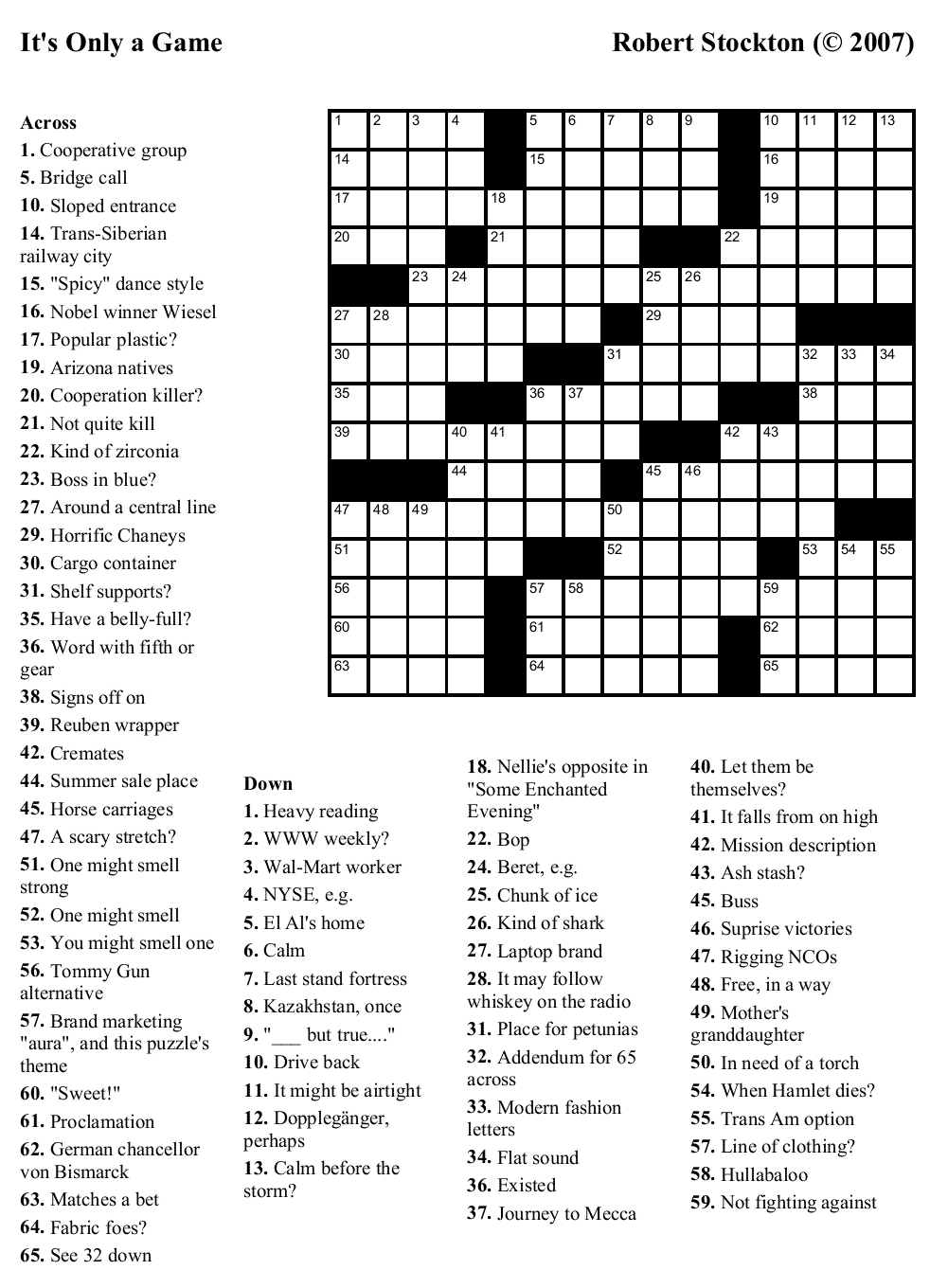 Free Printable Crossword Puzzle Maker With Answer Key