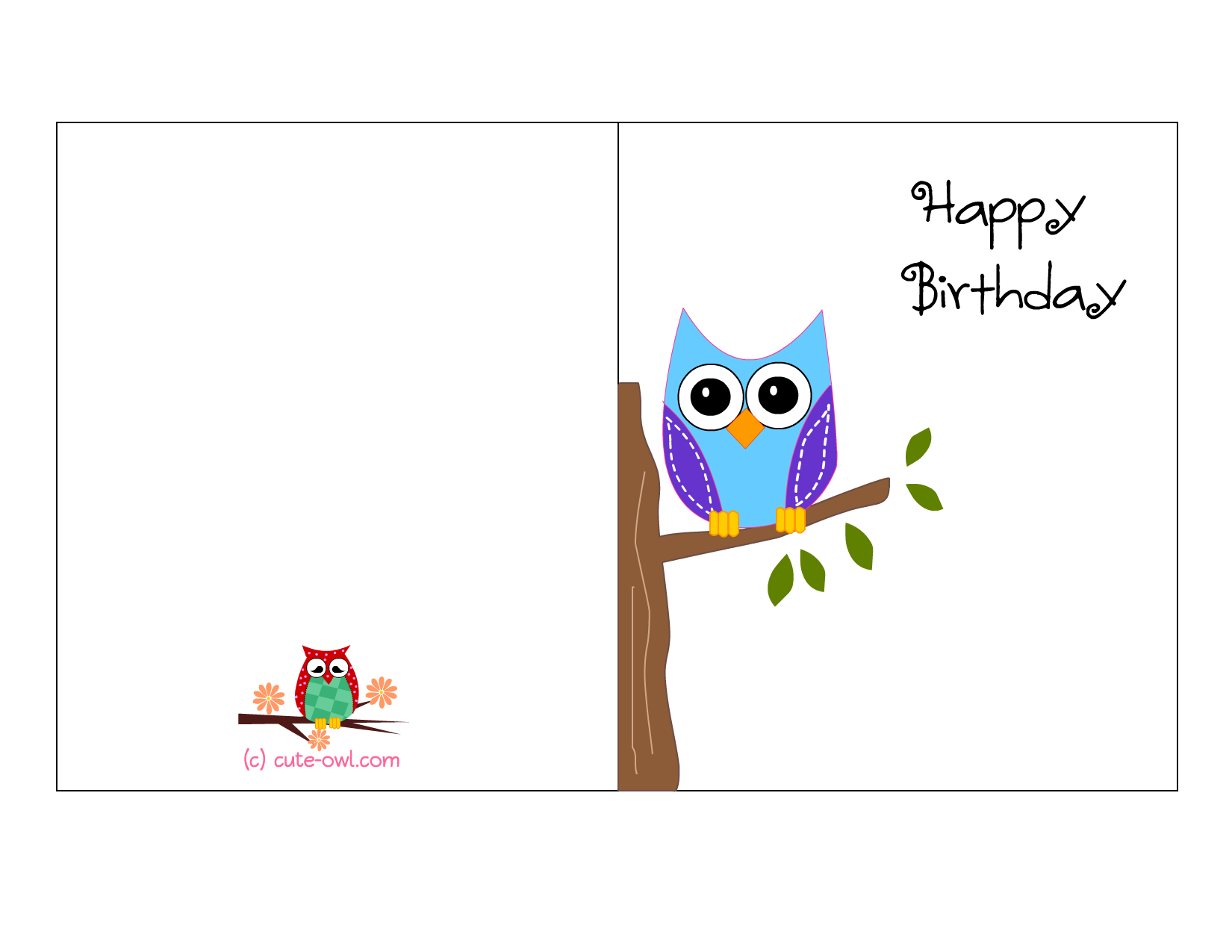 Free Printable Cute Owl Birthday Cards