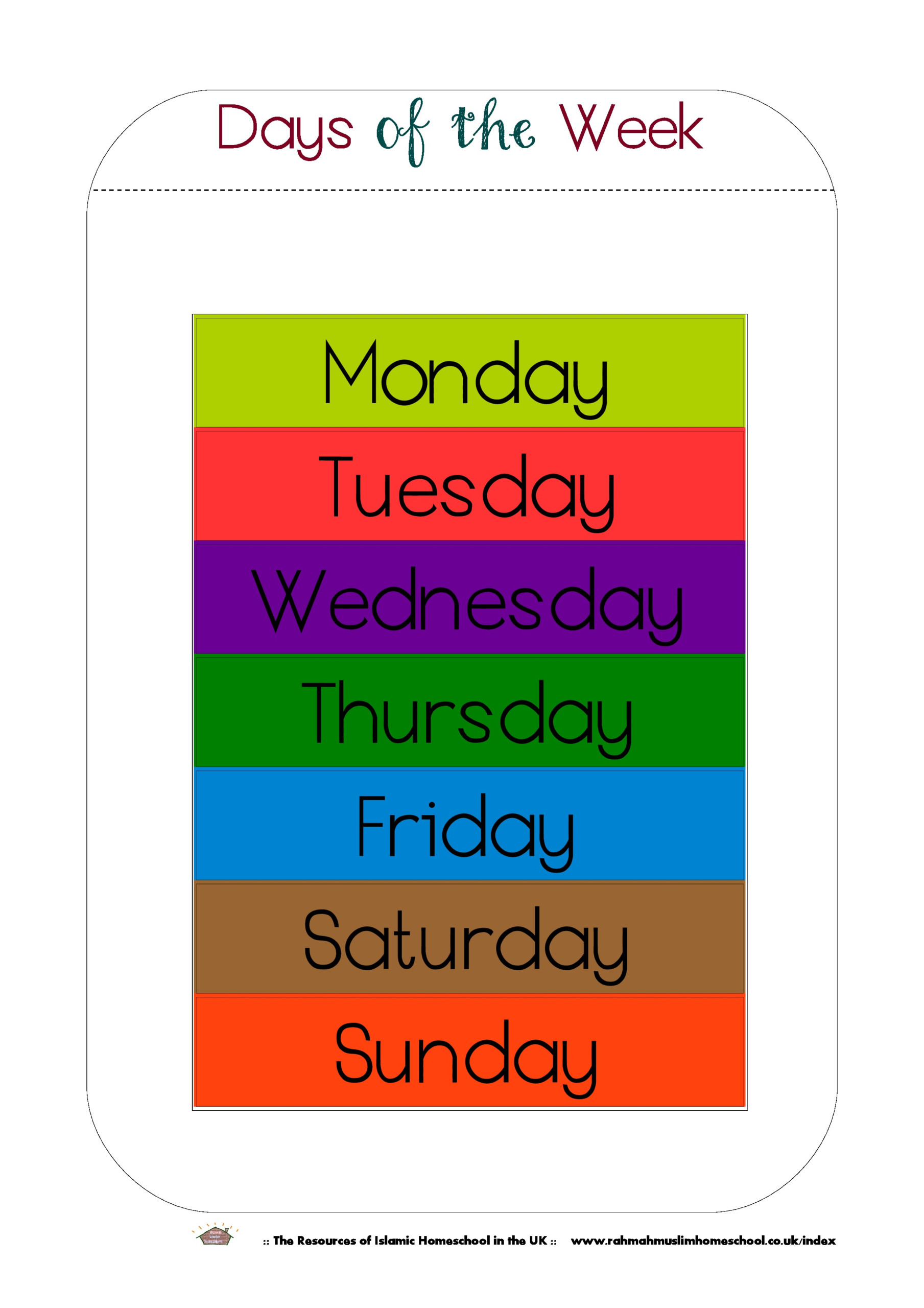 FREE Printable Days Of The Week Workbook And Poster The 