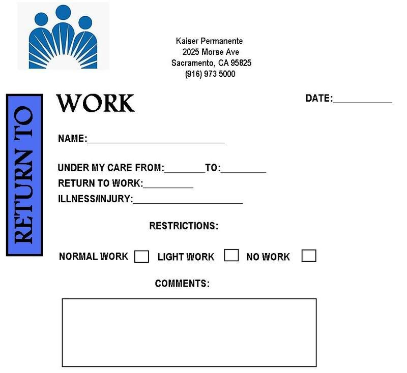 Free Printable Doctor Excuse Notes for Work Doctors Note 