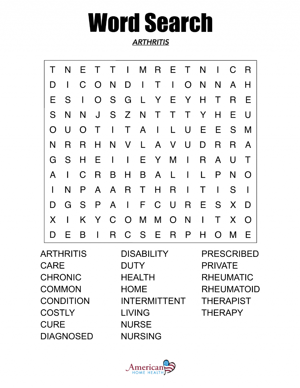 Free Printable Extra Large Print Word Search Word Search 
