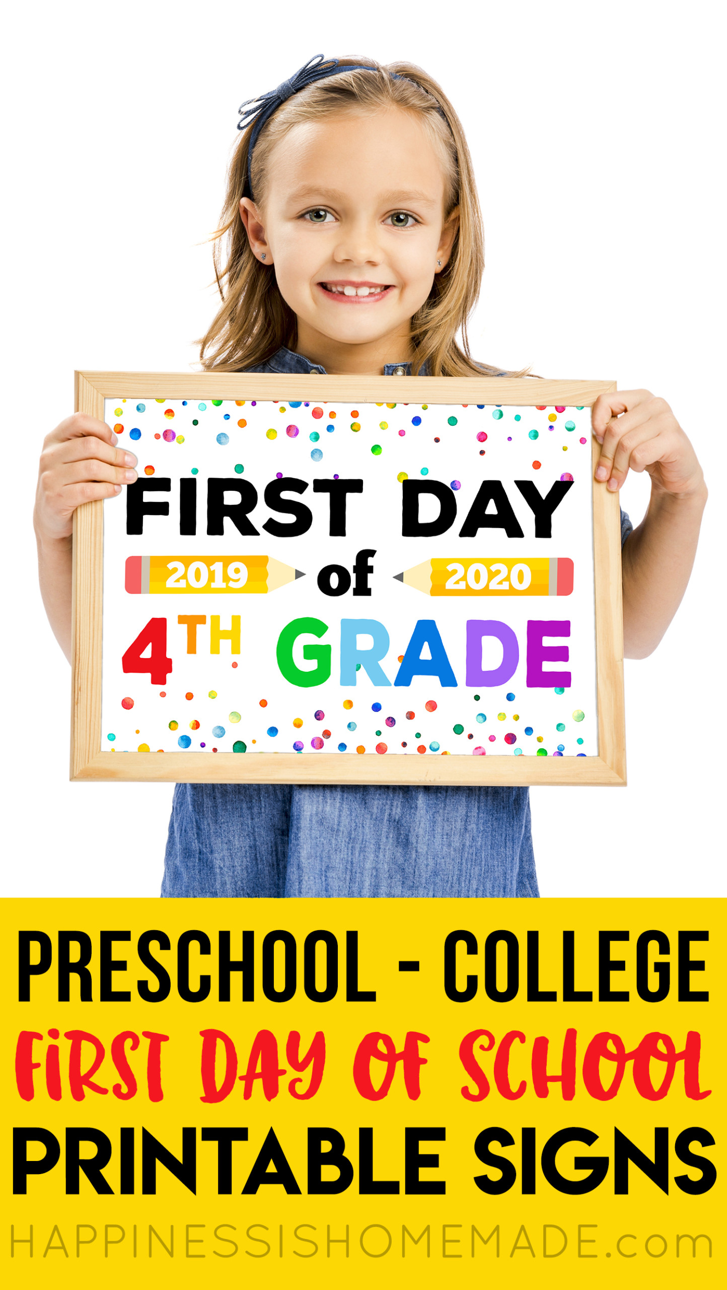Free Printable First Day Of School Signs Happiness Is