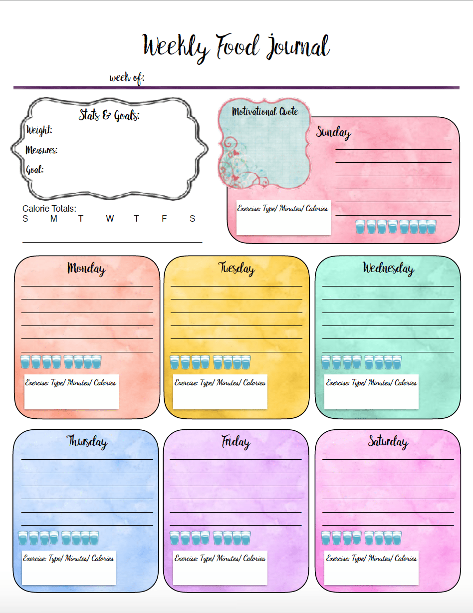 Free Printable Food Journals 6 Different Designs Food 