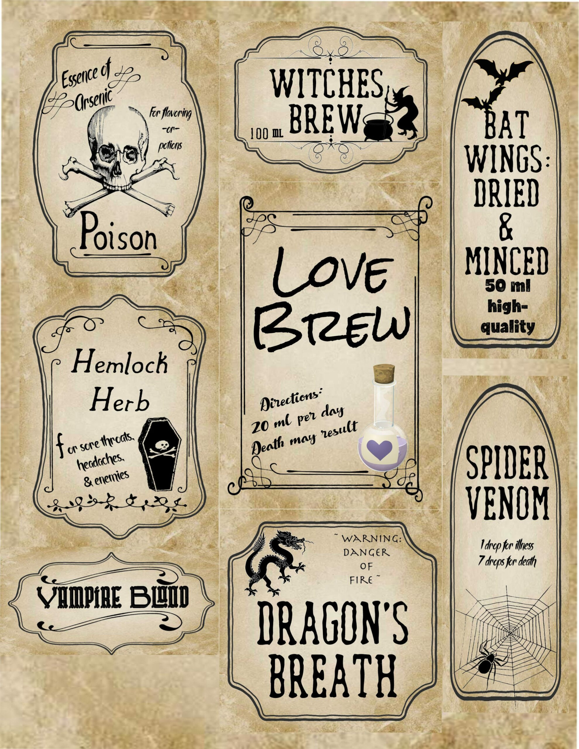 Free Printable Halloween Apothecary Labels 16 Designs 