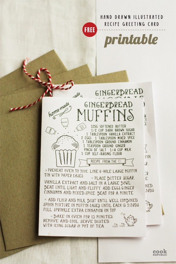 Free Printable Hand Drawn Illustrated Christmas Recipe 