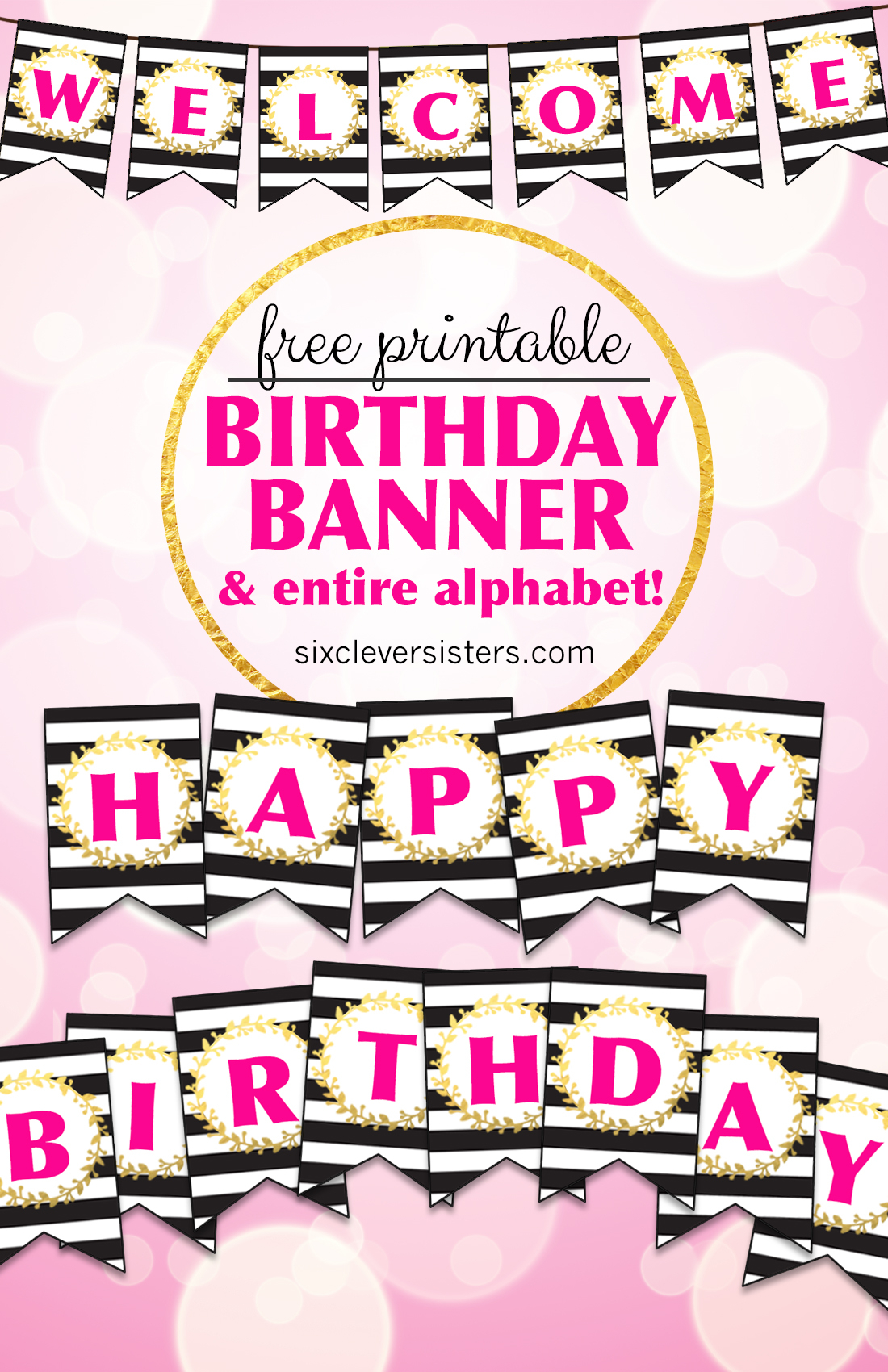 FREE PRINTABLE Happy Birthday Banner And Alphabet Six 