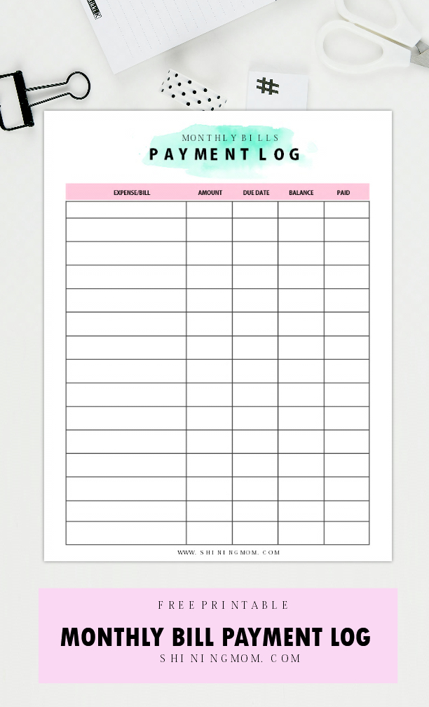 Free Printable Monthly Bill Organizer Room Surf