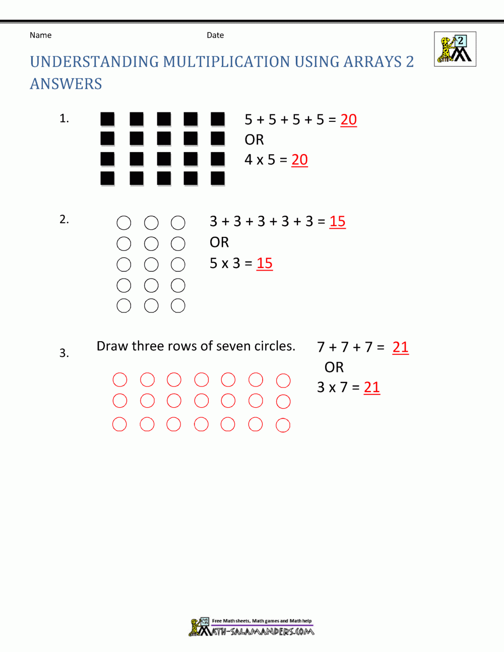 Free Printable Multiplication Worksheets 2nd Grade