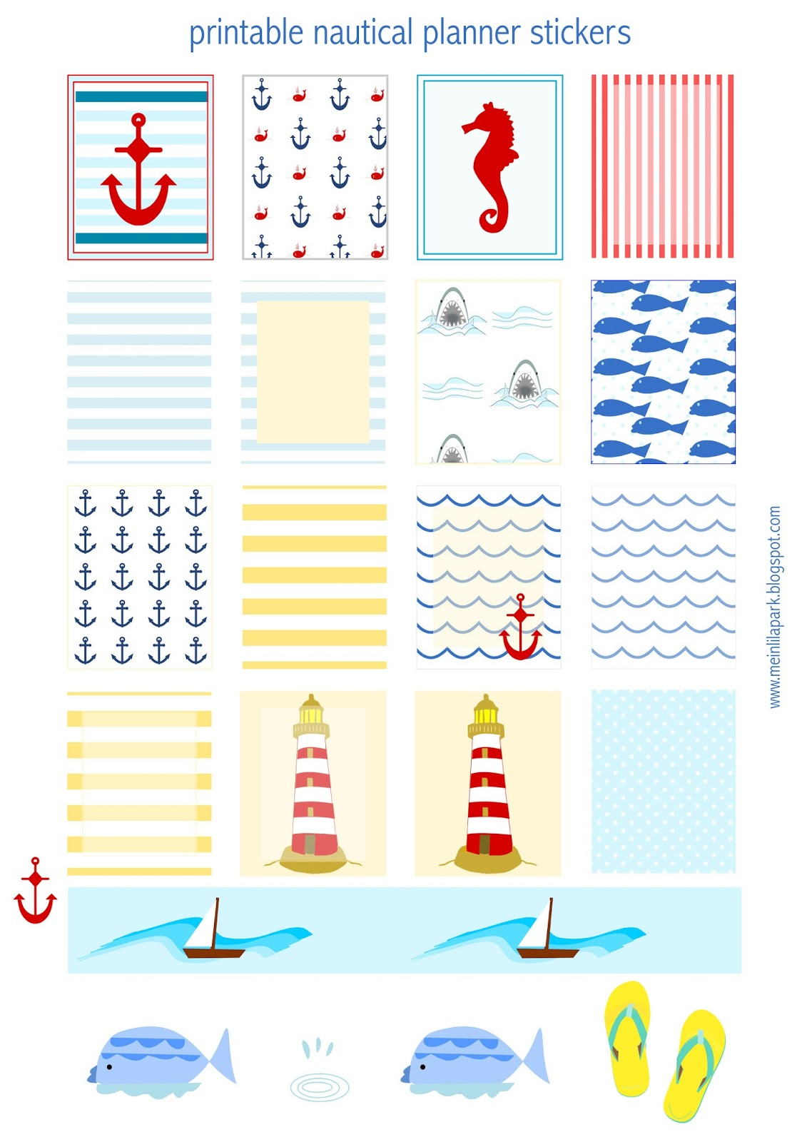 Free Printable Nautical Planner Stickers Ausdruckbare 