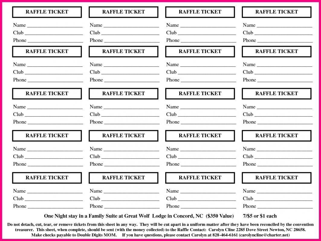 Free Printable Raffle Tickets Template Business