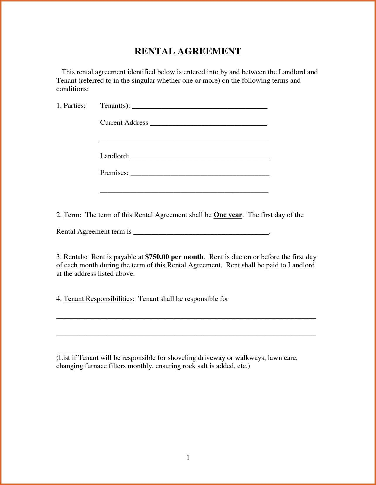 Free Printable Rental Forms Template Business PSD Excel 