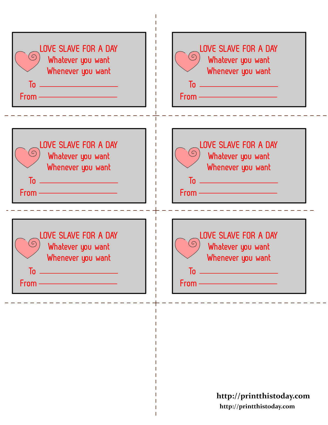 Free Printable Romantic Love Coupons