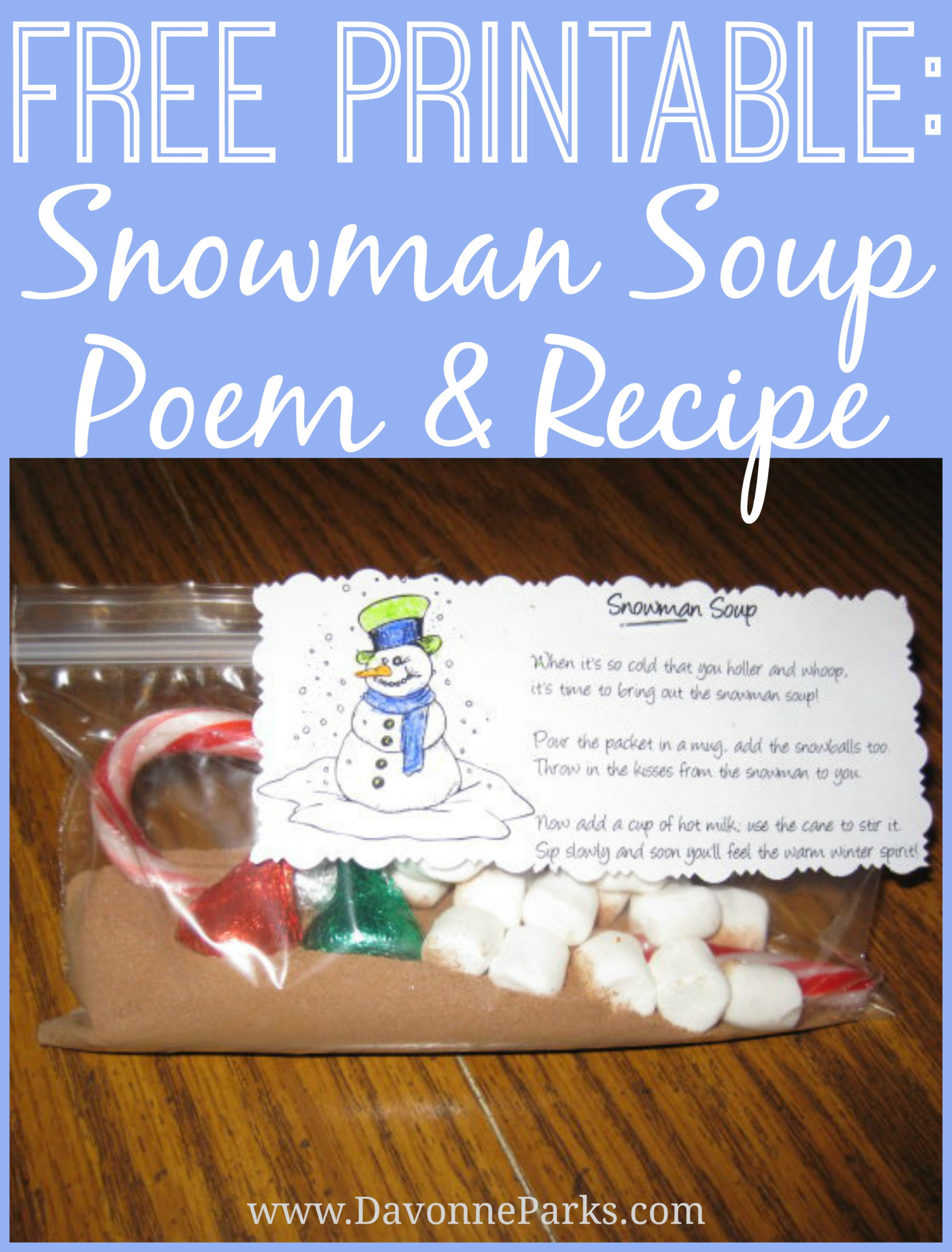 Free Printable Snowman Soup Poem Davonne Parks