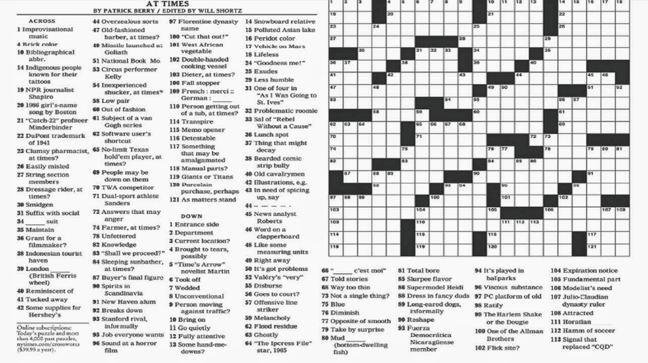 Free Printable Sunday Crossword Puzzles Free Printable