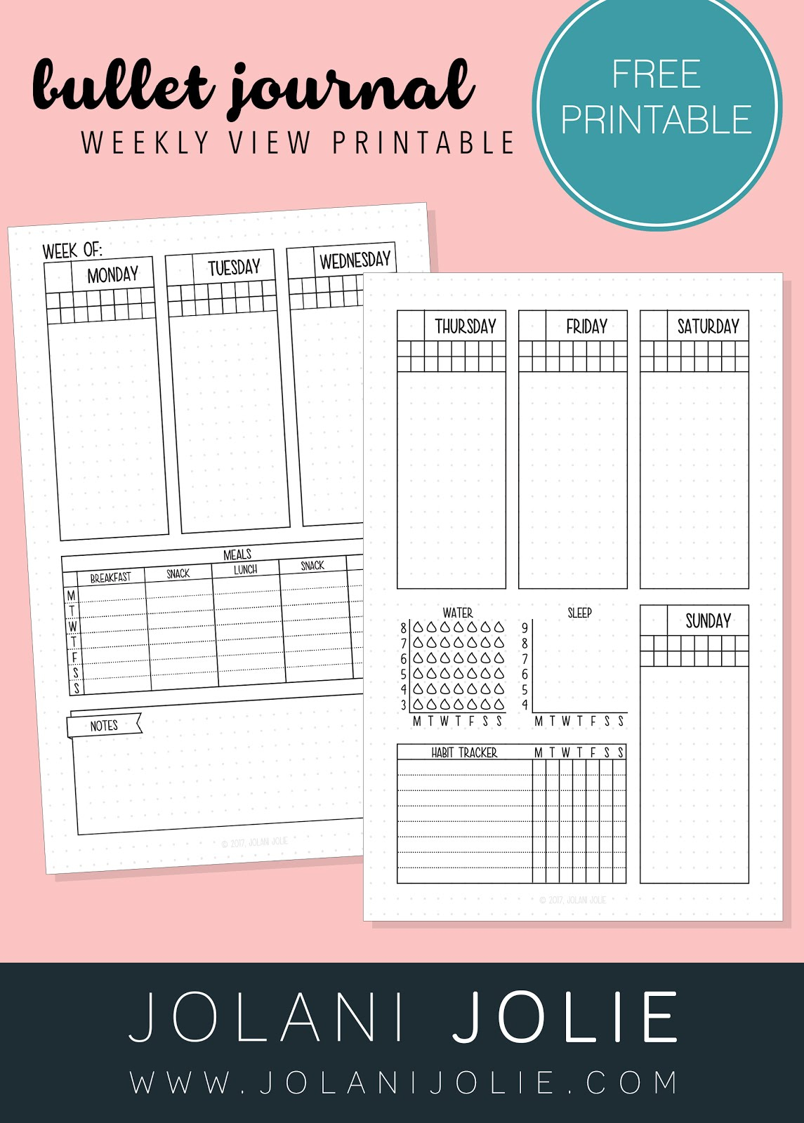 Free Printable Weekly Bullet Journal Overview With Sleep 