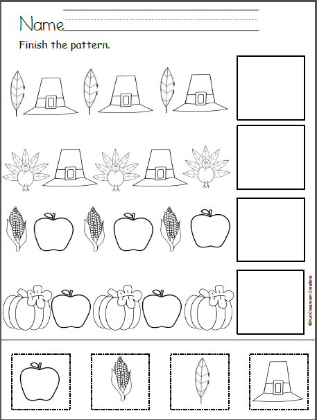 Free Thanksgiving Patterns Cut And Paste Madebyteachers