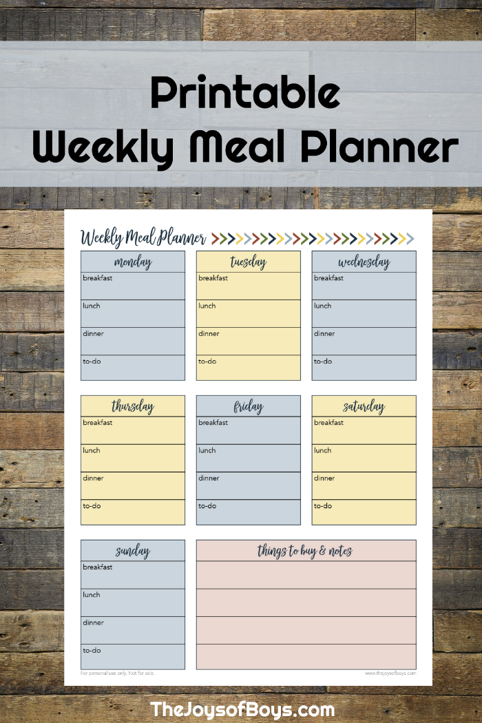 Free Weekly Meal Planner Printable For Busy Families