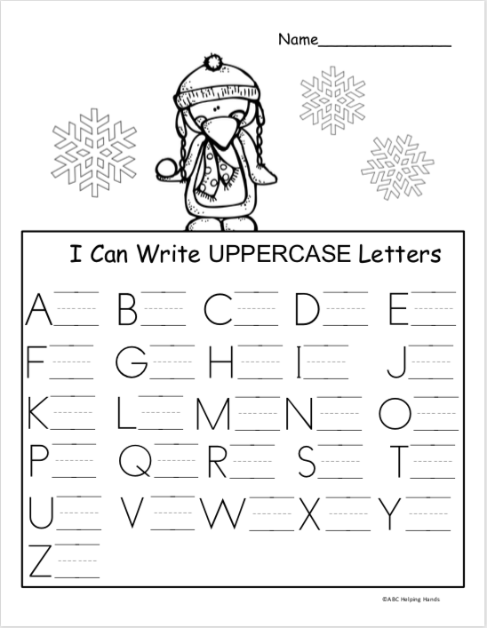 Free Winter Kindergarten Letter Writing Worksheet 