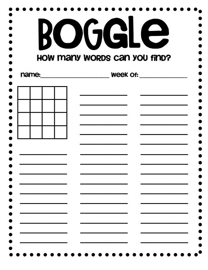 Fun Boggle Word Games Activity Shelter