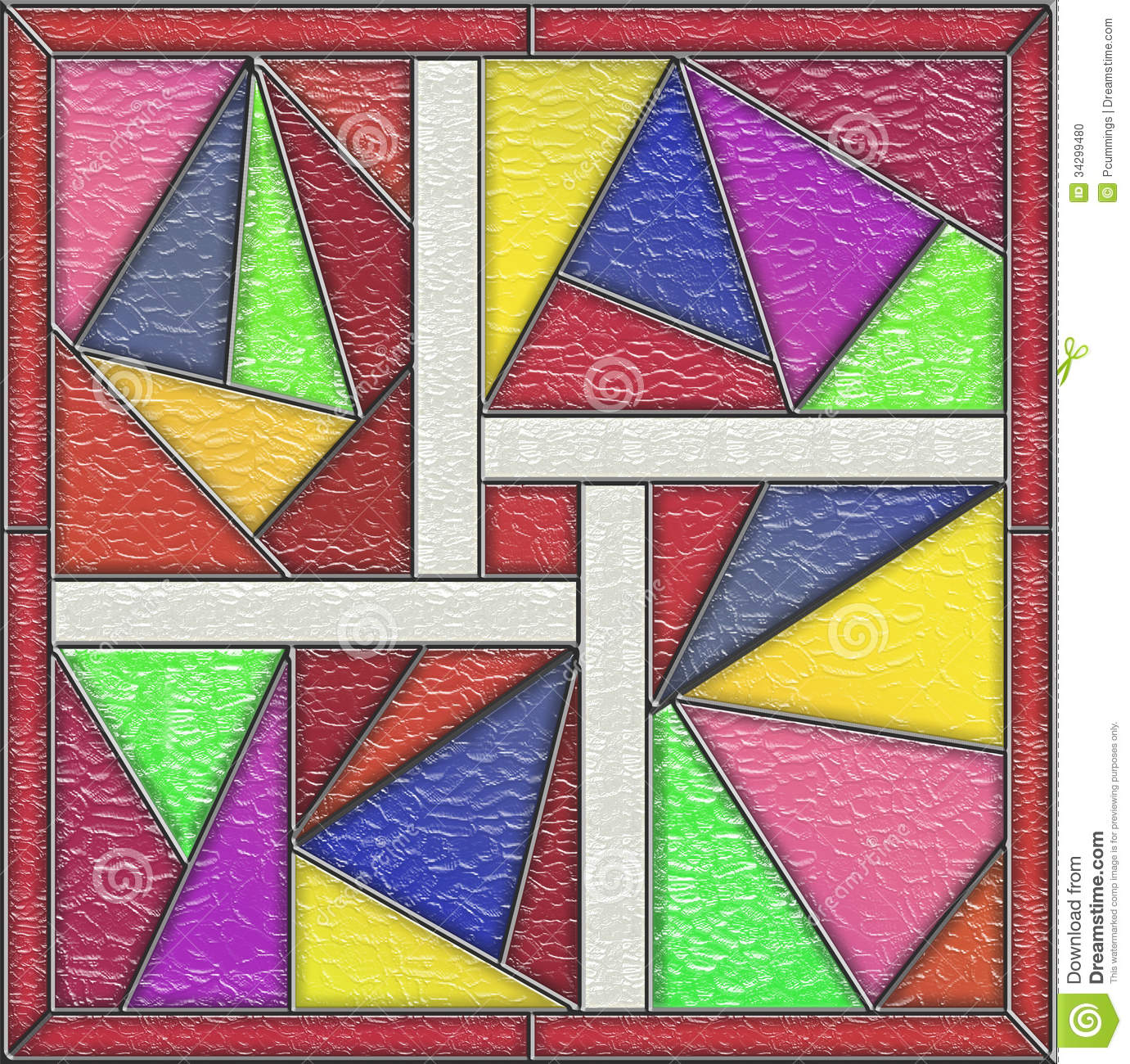 Geometric Stained Glass Window Panel Stock Illustration 