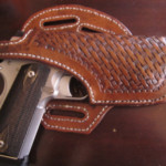 Hand Tooled Basket Weave Pattern Leather Holster For 1911