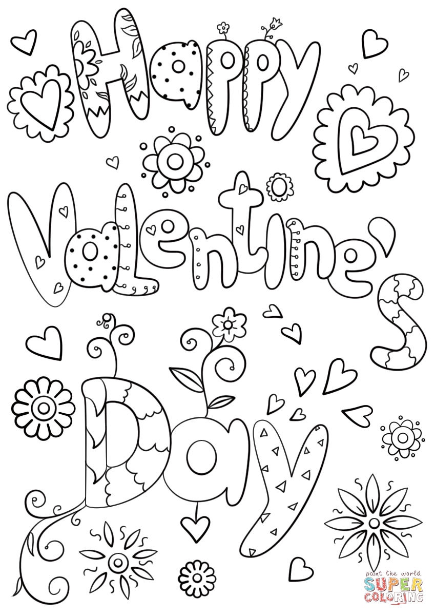 Happy Valentine s Day Coloring Page Free Printable 