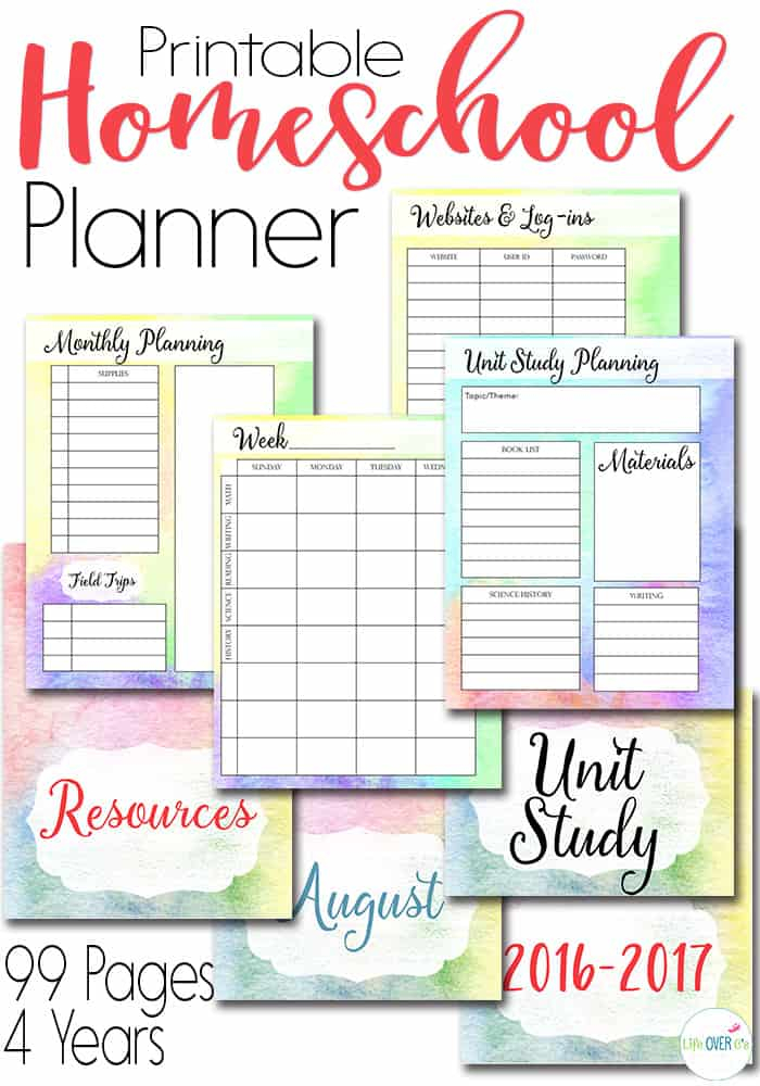 Homeschool Planner In Watercolor