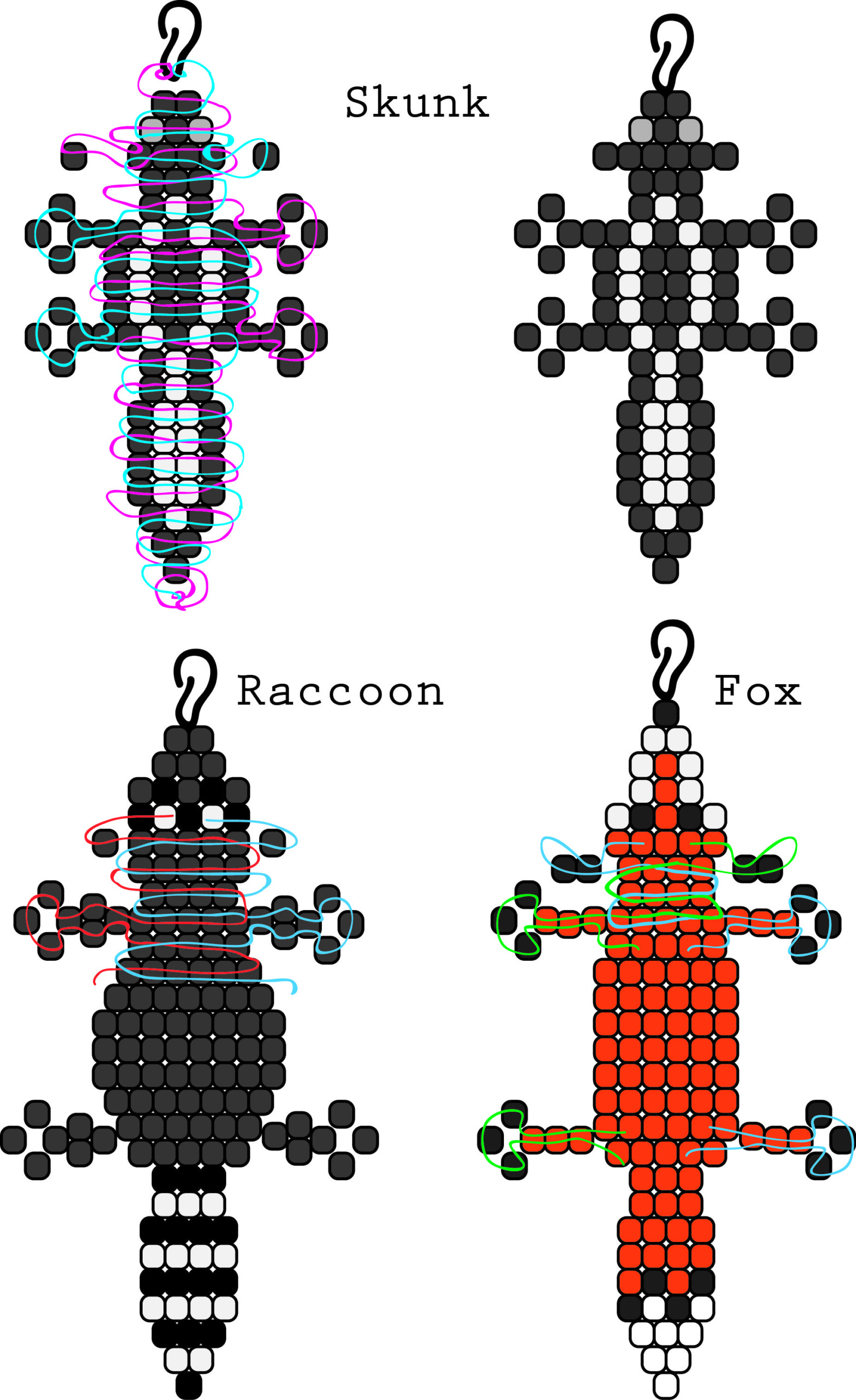 Image Only Skunk Raccoon And Fox Bead Buddies Based Off 