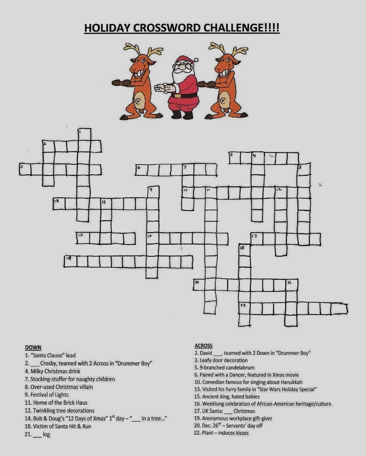 Jon s Blog Holiday Crossword Puzzle 