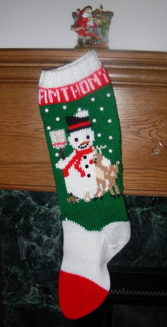 Knitted Christmas Stocking Pattern Frosty Etsy