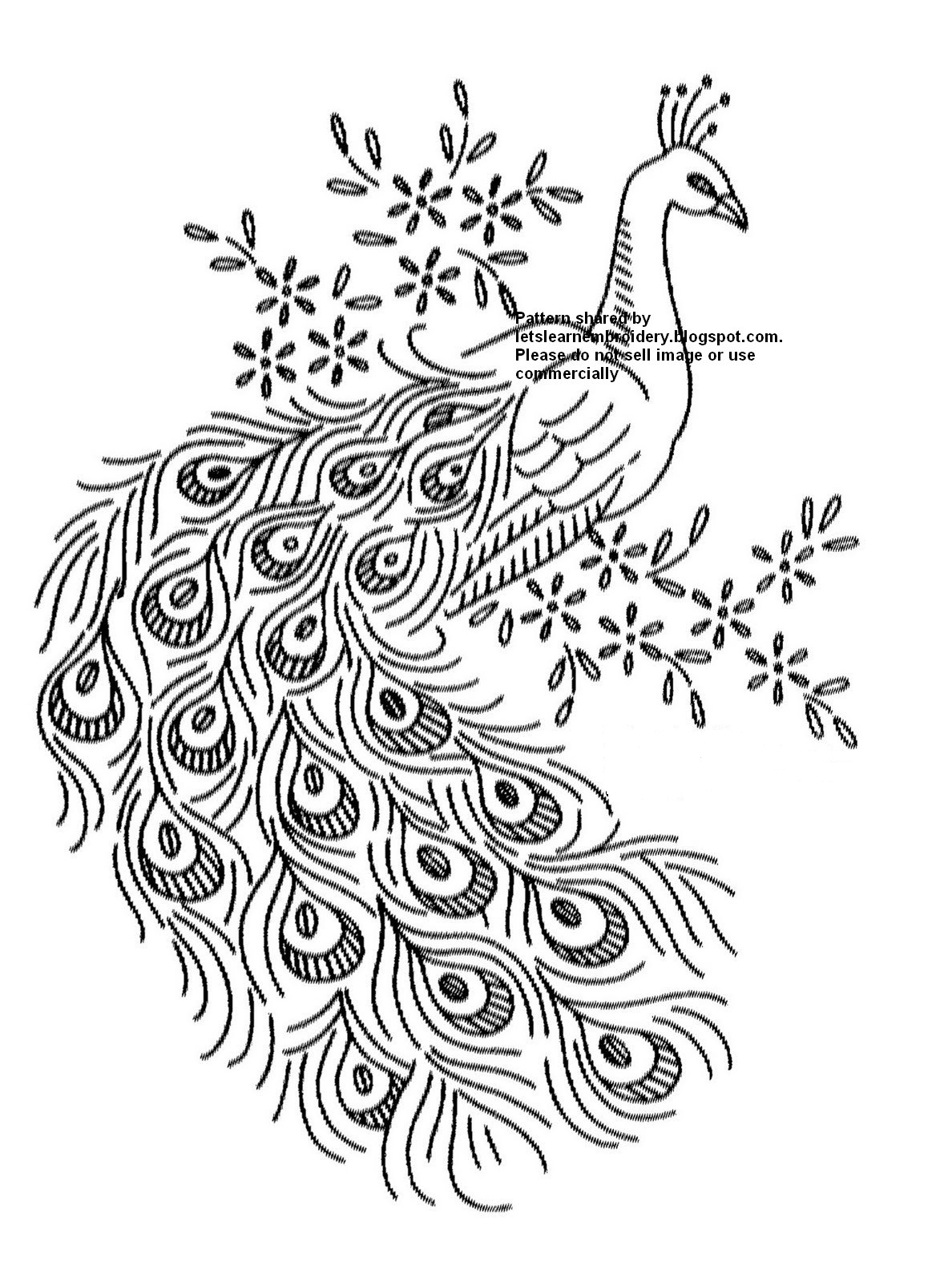 Let s Learn Embroidery Free Peacock Pattern 1