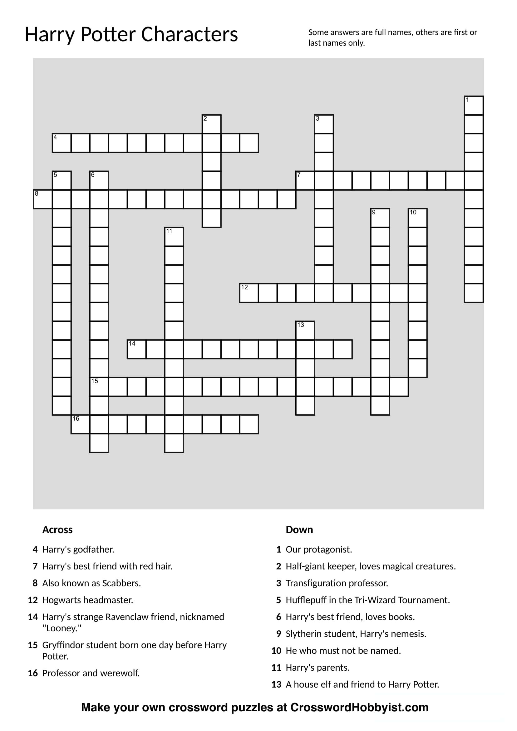 Make Your Own Crossword Puzzle Free Printable With Answer 