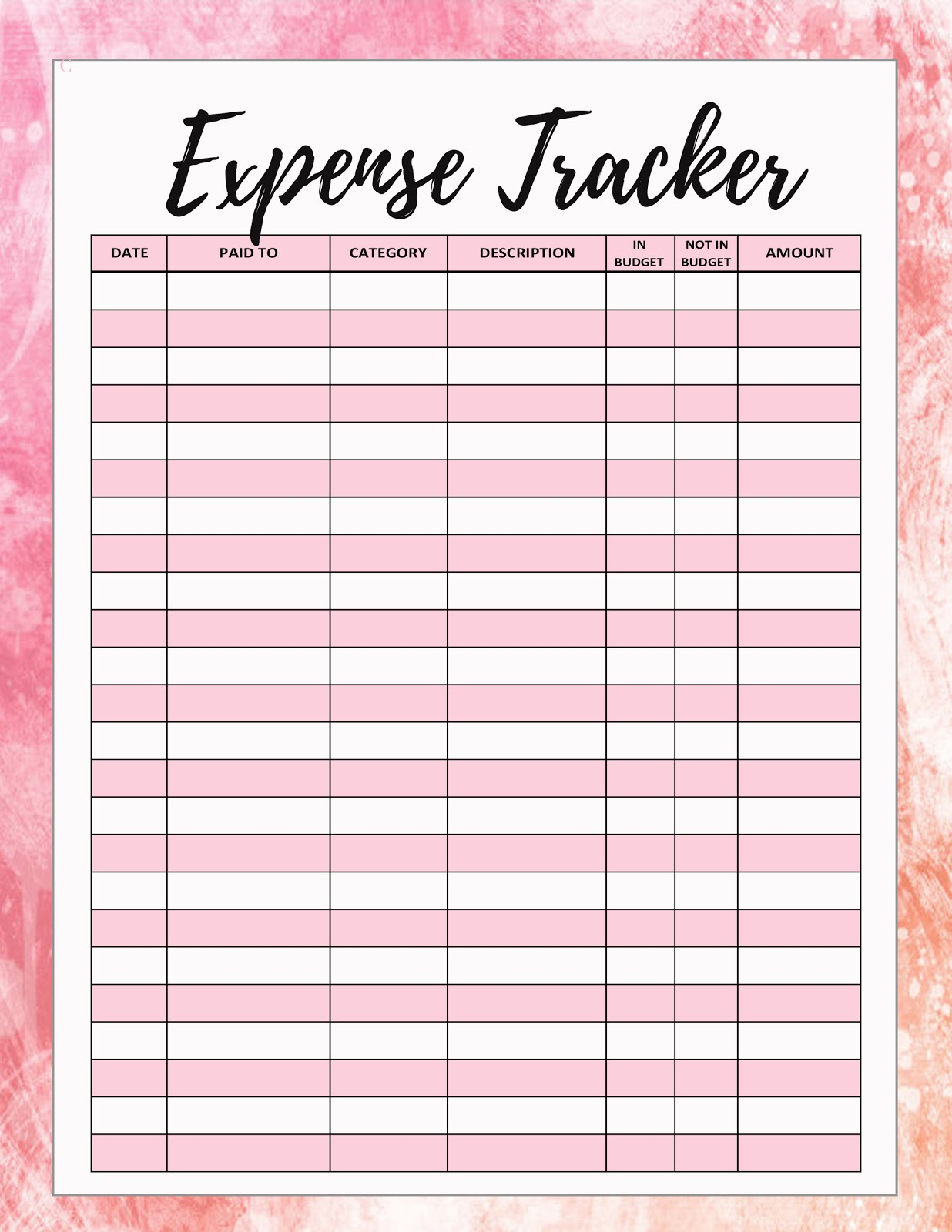 Malena Haas FREEBIE Friday Printable Spending Or Expense 