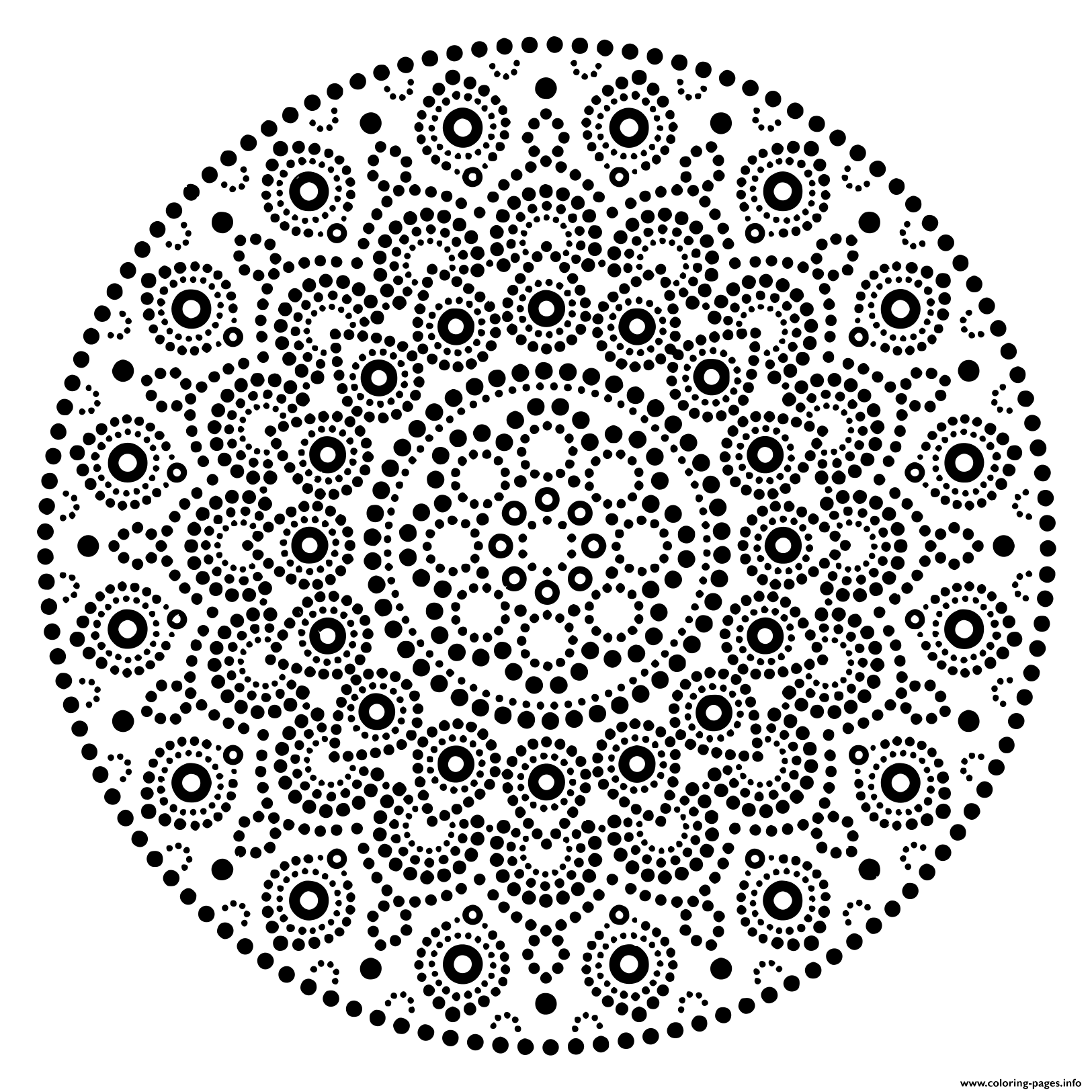 Mandala Design Dots Pattern Coloring Pages Printable