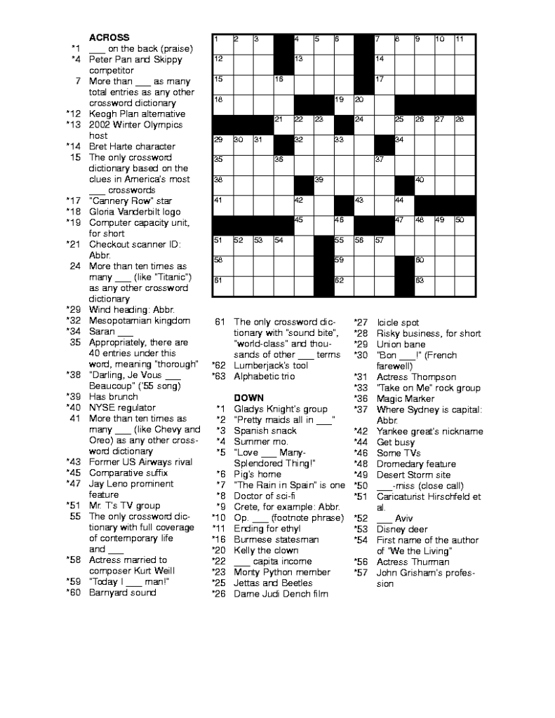 Marvelous Crossword Puzzles Easy Printable Free Org Chas