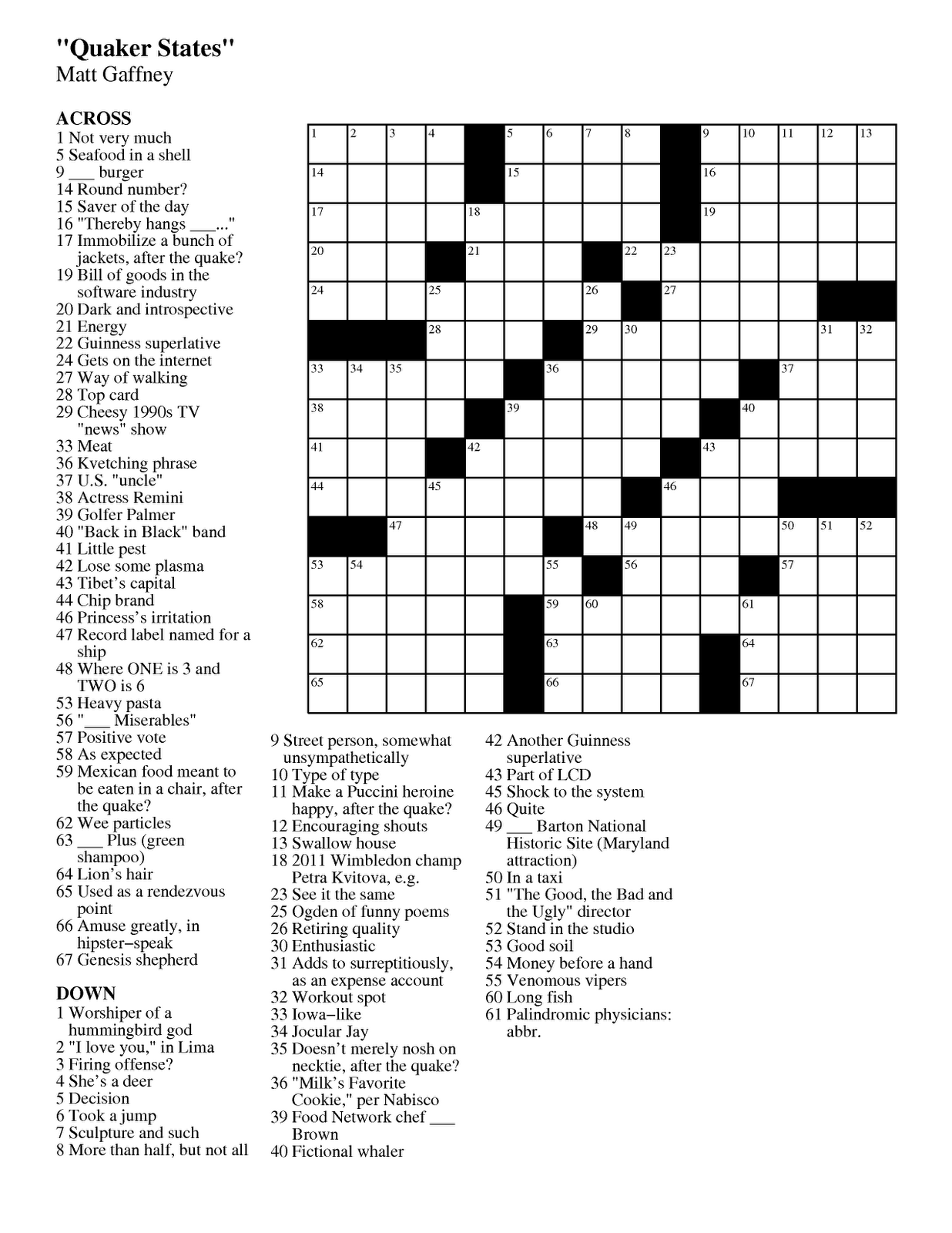 Matt Gaffney s Weekly Crossword Contest MGWCC 170 