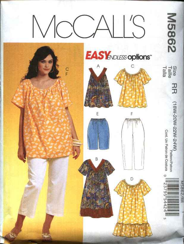 McCall s Sewing Pattern 5862 Womans Plus Size 26W 32W Easy 