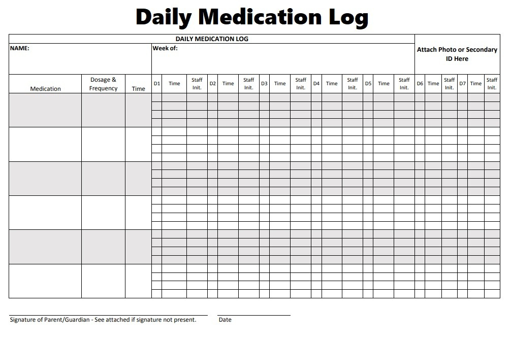 Medication Log Templates 8 Free Printable Editable MS 