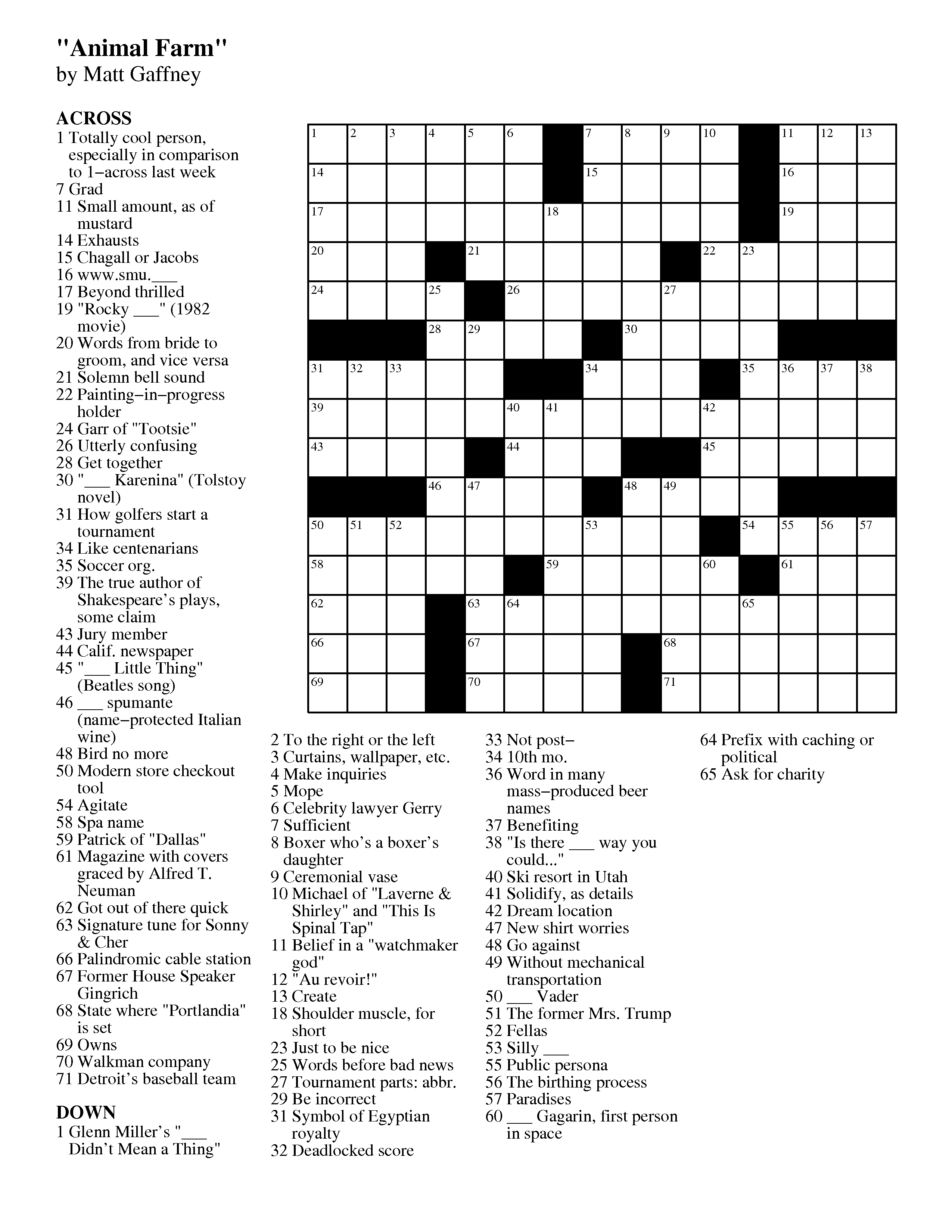 Merl Reagle s Sunday Crossword Free Printable Free 