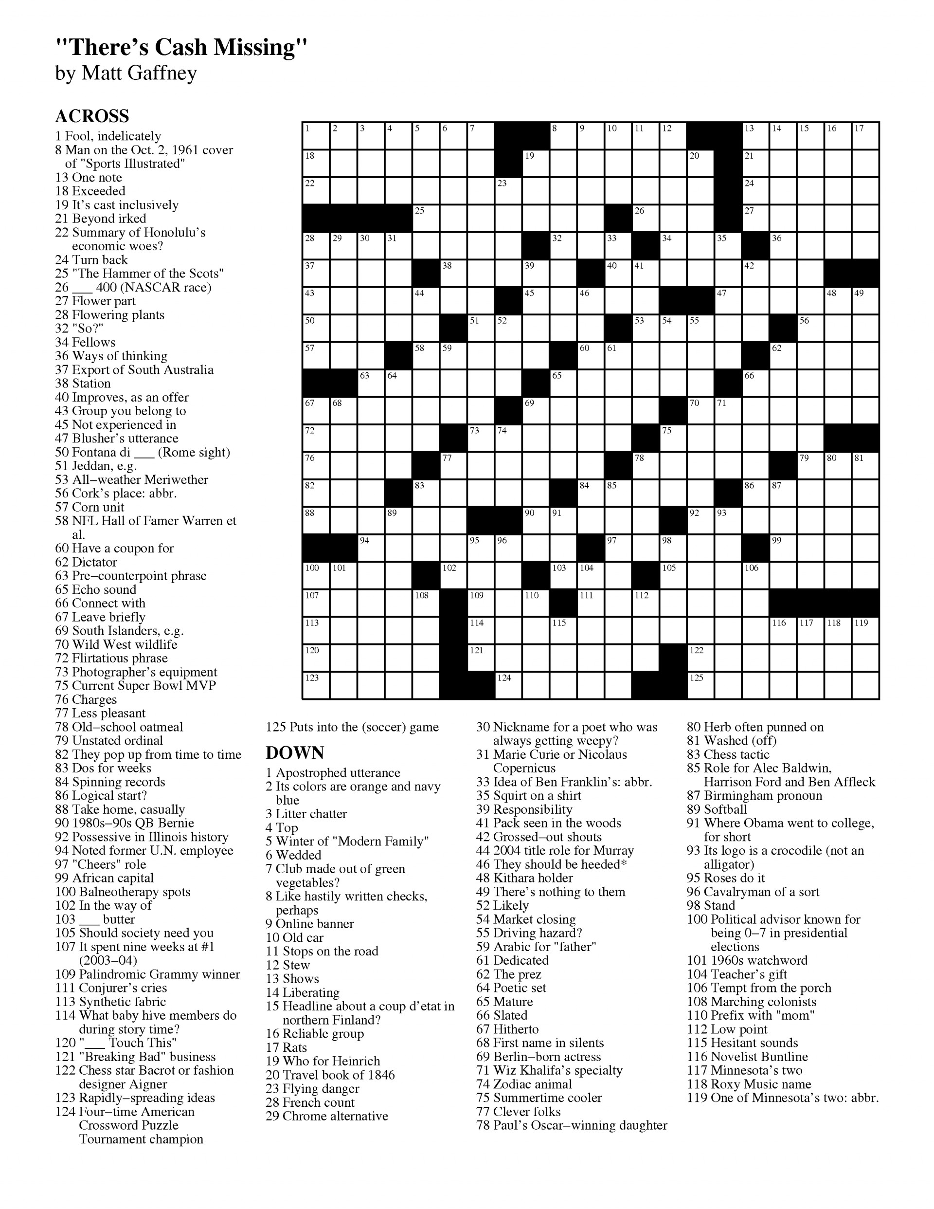 Merl Reagle s Sunday Crossword Free Printable Free Printable