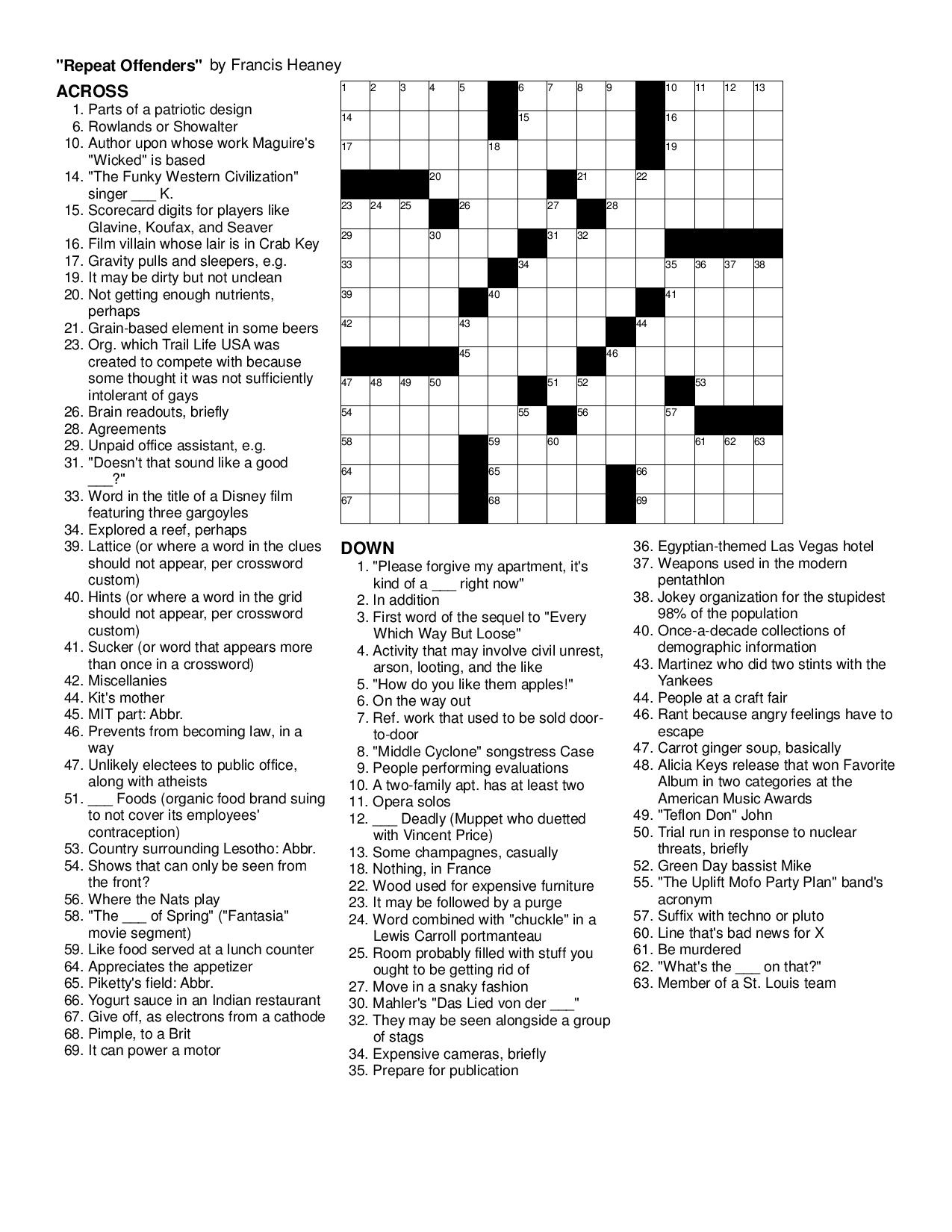 Merl Reagle s Sunday Crossword Free Printable Free Printable