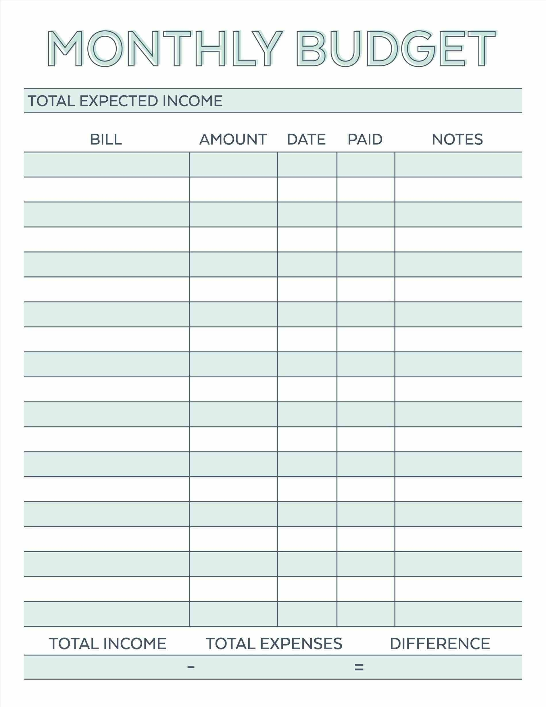 Monthly Bill Chart Printable Free Calendar Template 