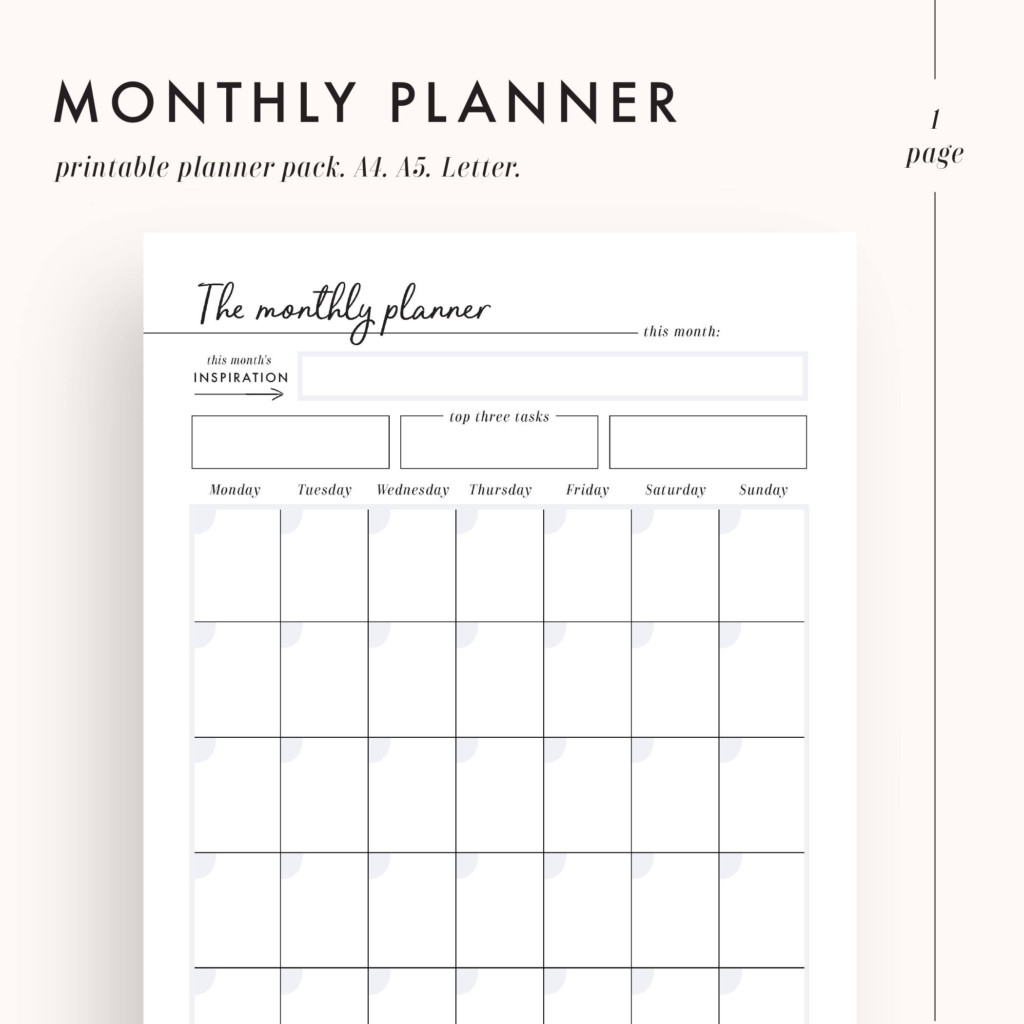 Monthly Planner Printable Planner Monthly Calendar Monthly