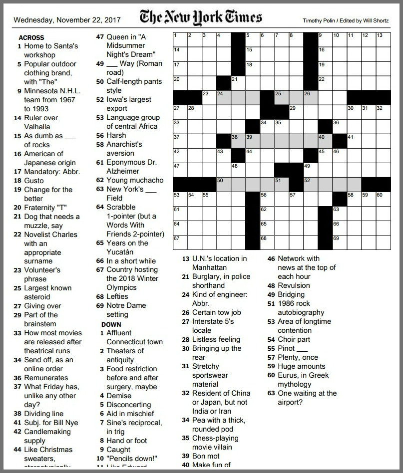 New York Times Crossword Puzzle 06880