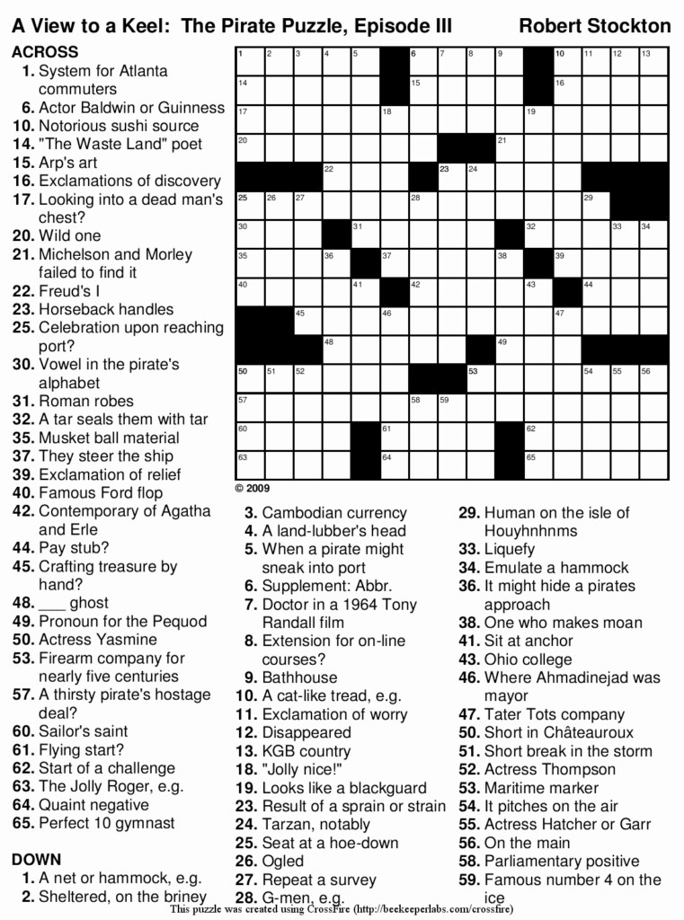 Newspaper Printable Crossword Puzzles Printable